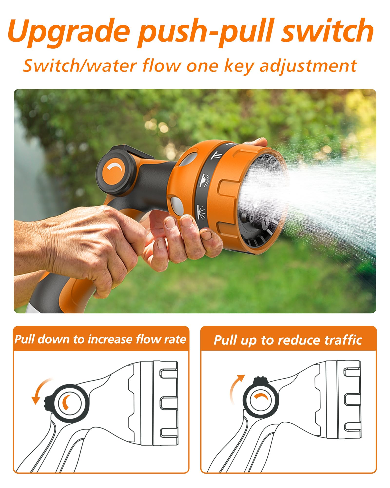 HFDSXS in-use spray enables efficient garden watering or car washing.