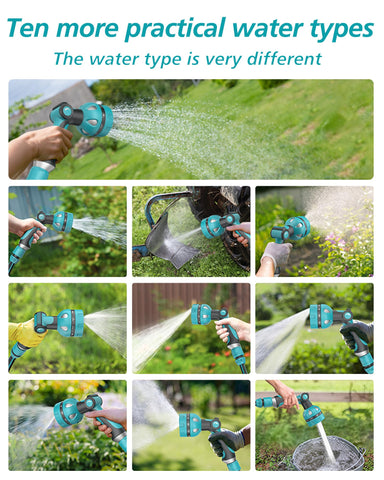 HFDSXS nozzle offers ten patterns for versatile watering and cleaning.