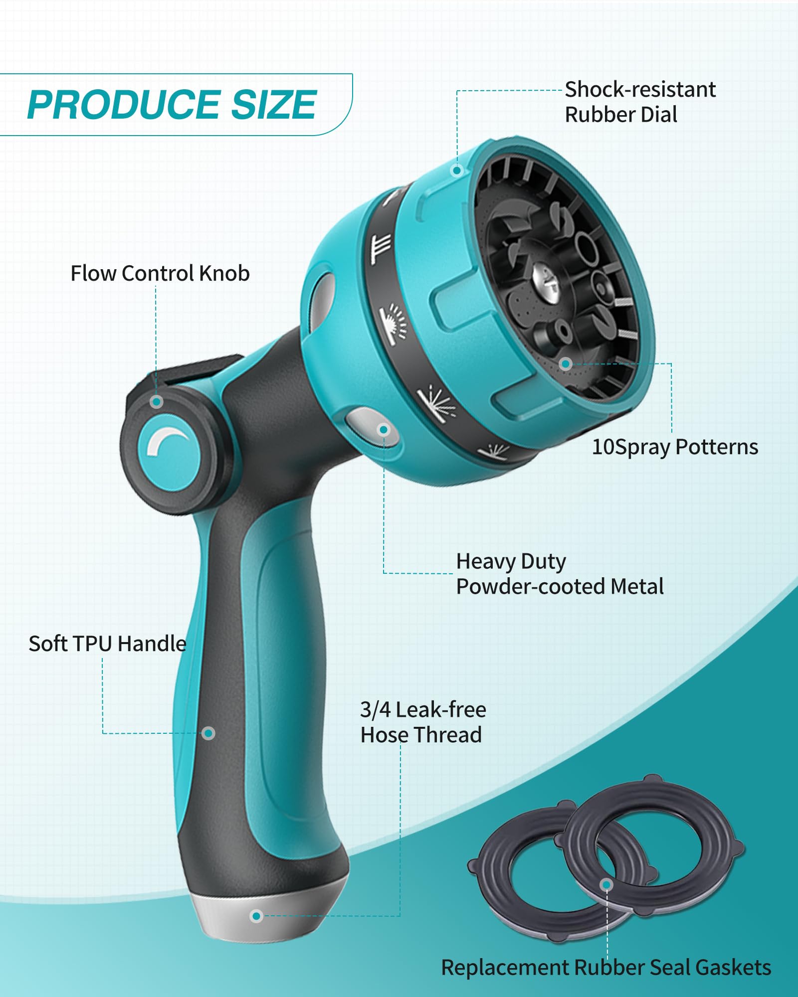 HFDSXS garden hose nozzle features thumb-control for reduced fatigue.