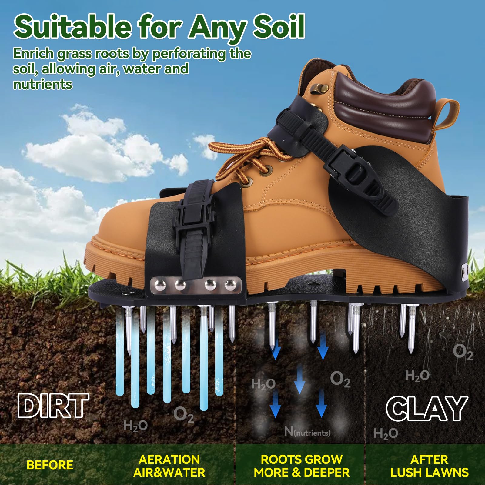 HFH durable nylon aerator shoes for long-lasting lawn care