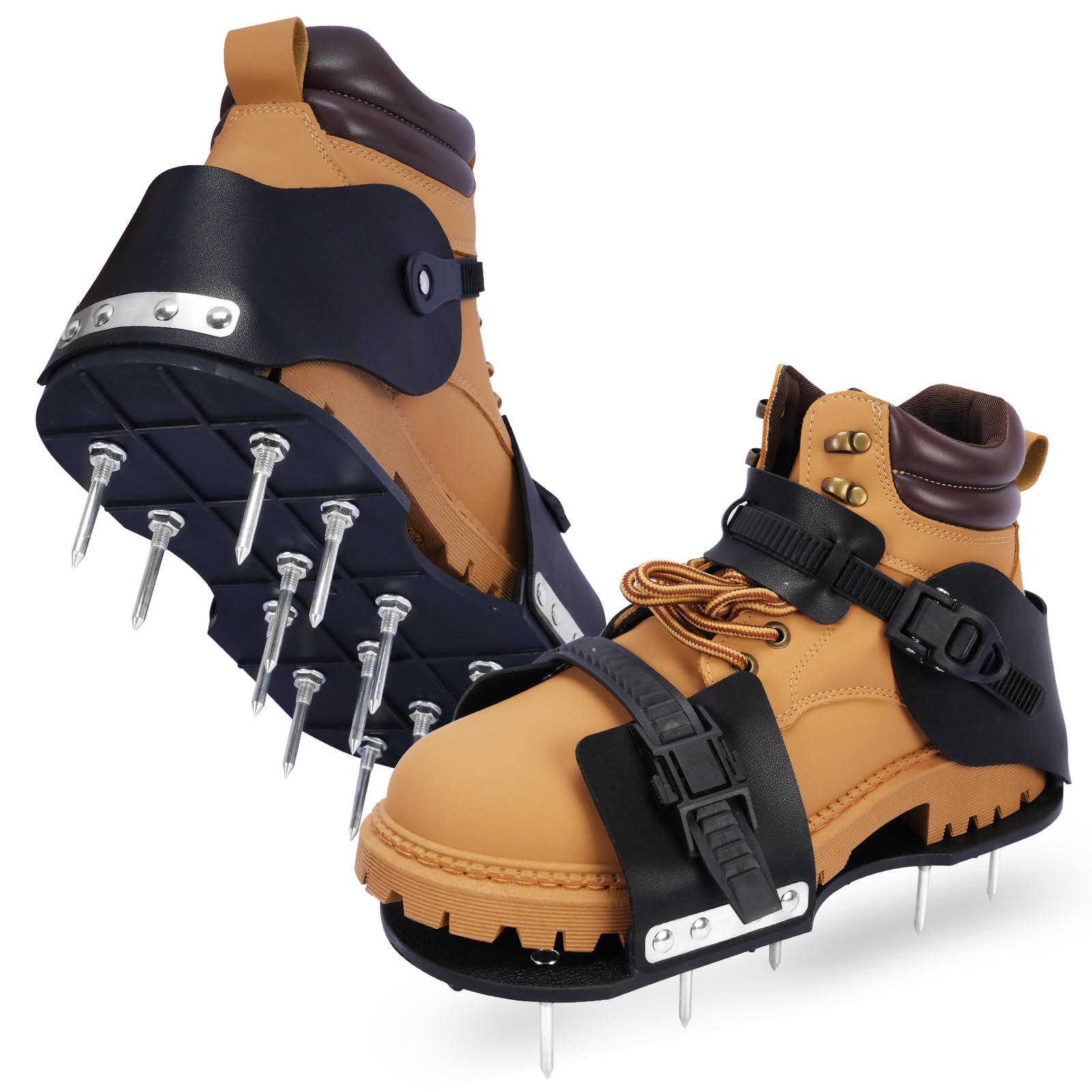 HFH lawn aerator shoes buckle for secure, comfortable fit during mowing