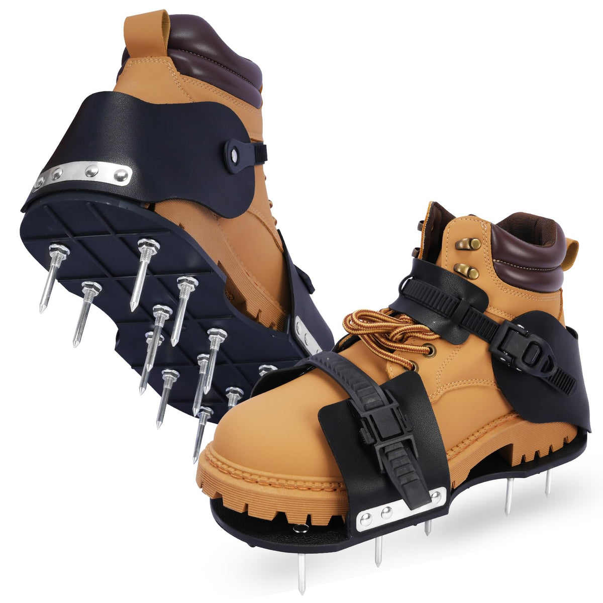 HFH lawn aerator shoes buckle for secure, comfortable fit during mowing