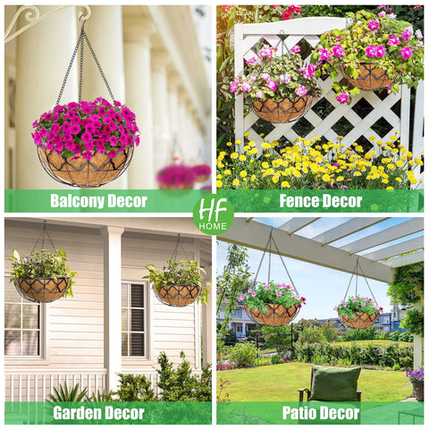 HFHOME coco liner promotes drainage and airflow in round planters.