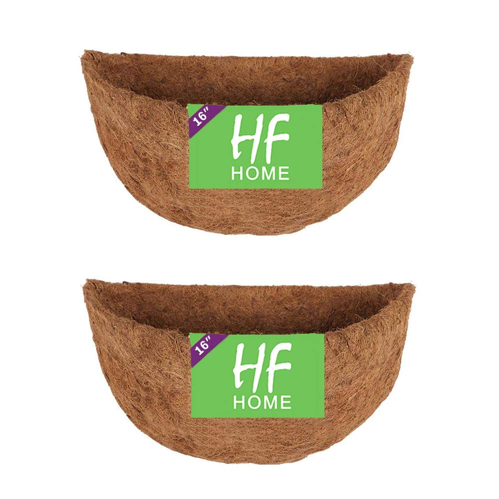 HFHOME half-round coco liner 16-inch fits baskets, promotes even moisture for healthy plants.