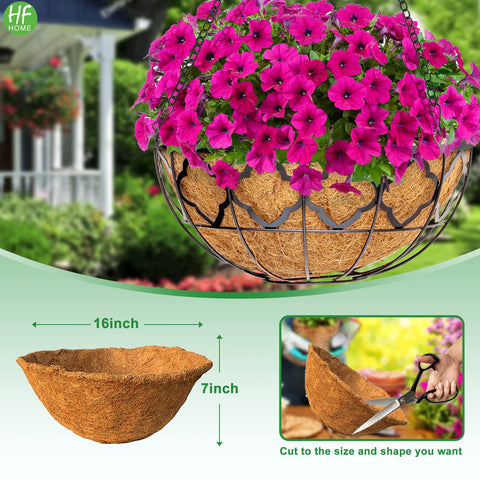 HFHOME natural brown coco fiber liner provides durable, breathable coverage.