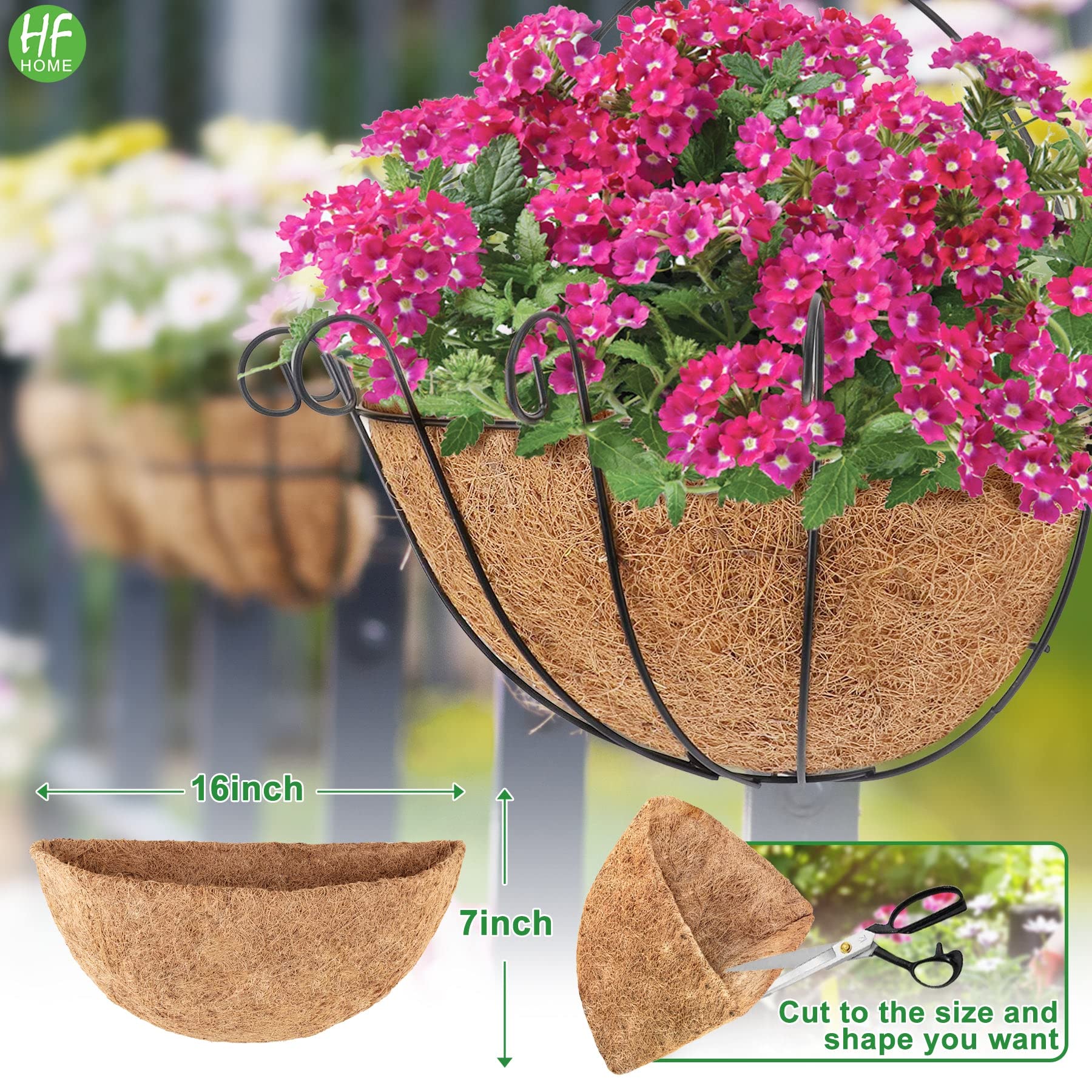 HFHOME wall-basket liner installation on a hanging planter for quick upgrade.