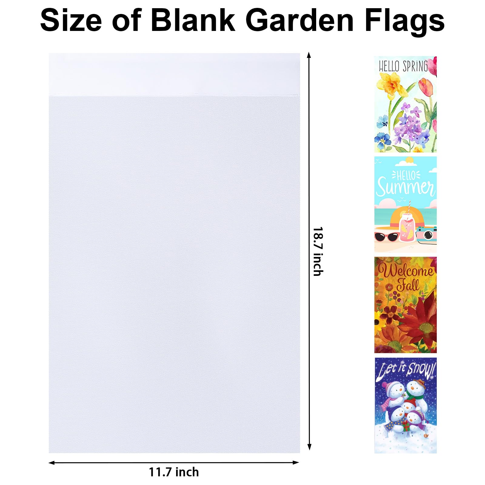HFKPJRT sublimation garden flag back view in white showing single sided printing