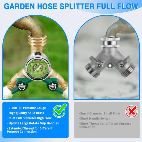 HFVSLFA two-outlet brass splitter rated for high pressure up to 200 PSI