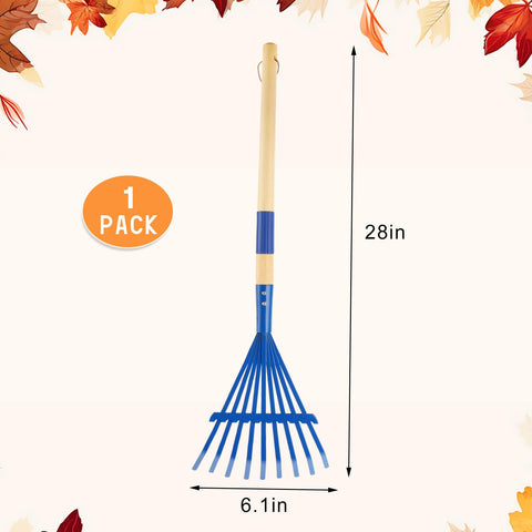  HFXXAD wooden-handle rake with safe rounded edges for young gardeners