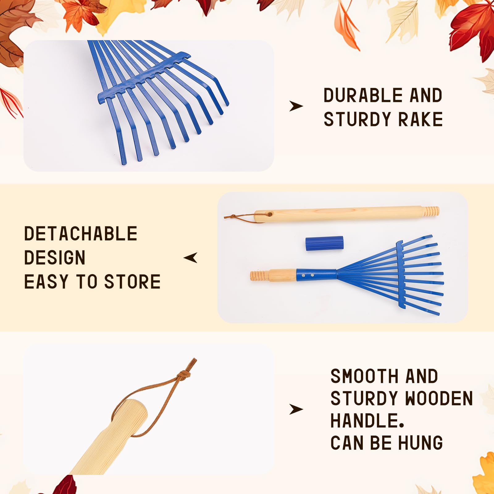 HFXXAD metal leaf rake with detachable head for easy storage