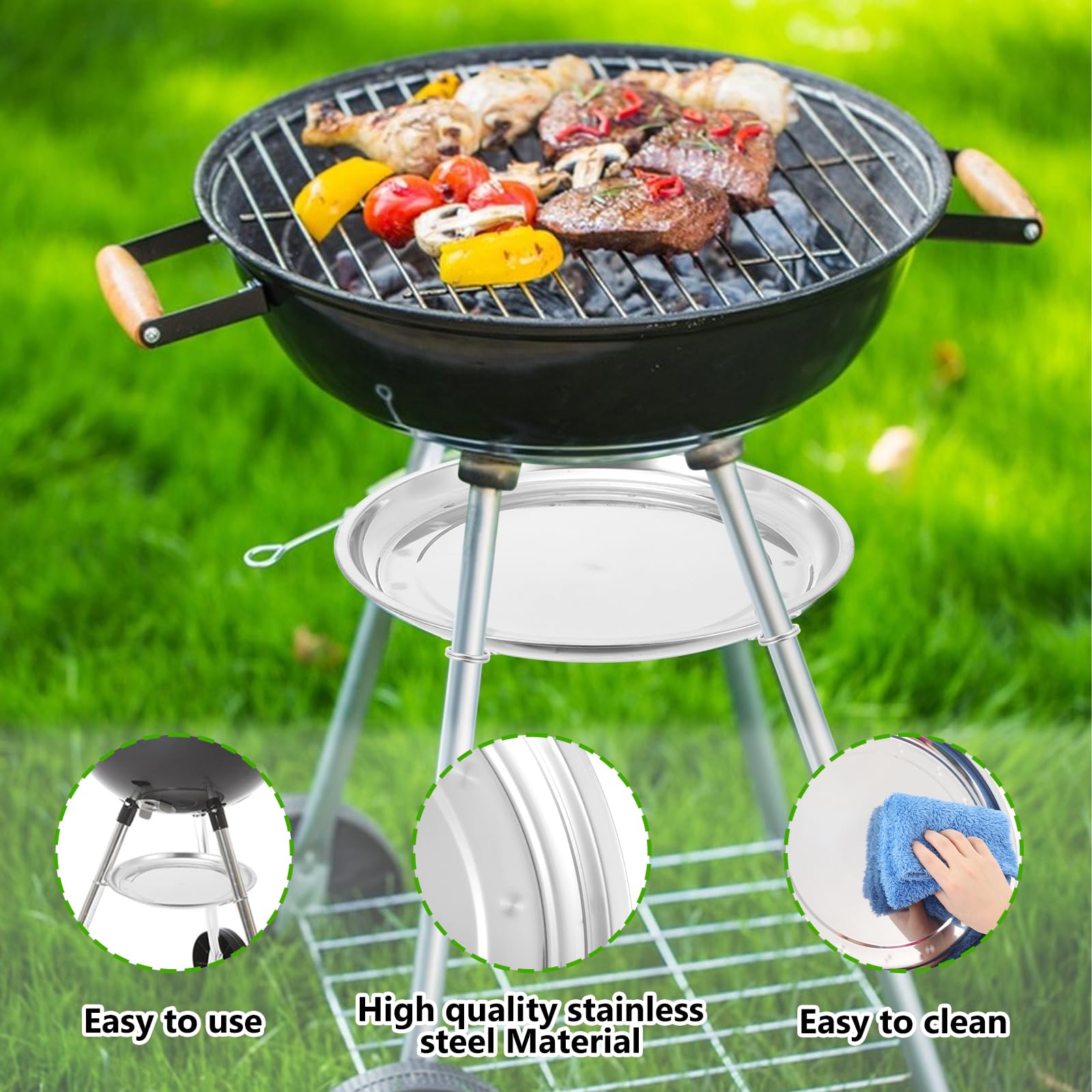 Easy to clean ash catcher pan designed for fast post grill maintenance.