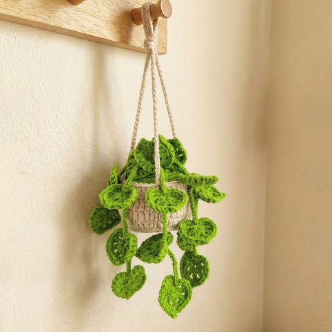 HFZRZFH boho crochet plant hanging basket car interior decoration