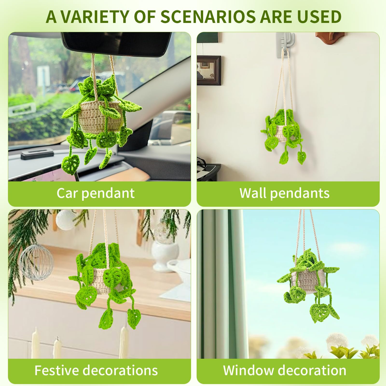 HFZRZFH boho crochet plant hanging basket no noise when touching glass