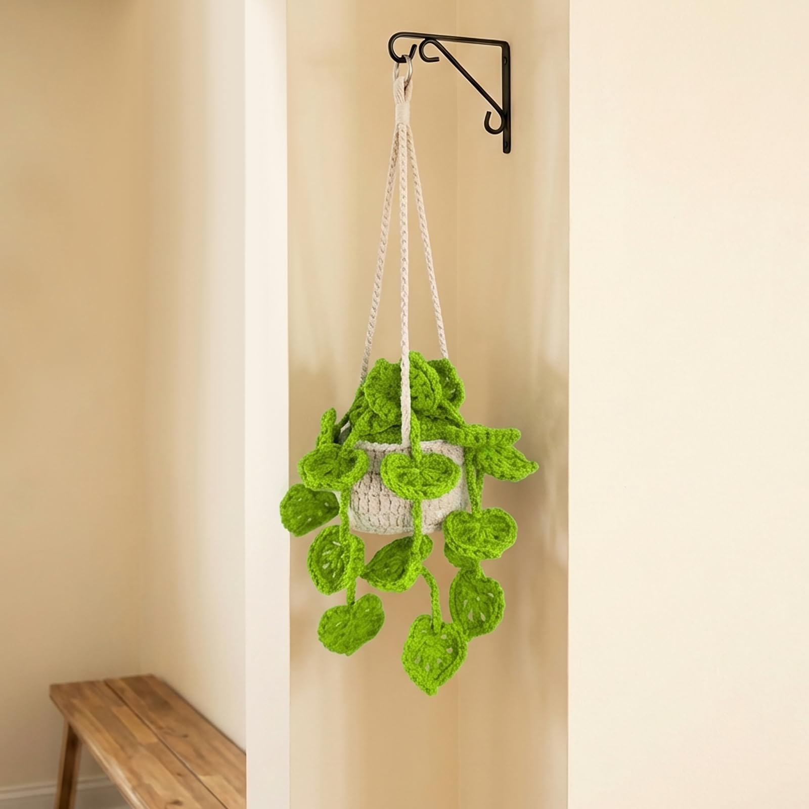 HFZRZFH boho crochet plant hanging basket rope length adjustable for height