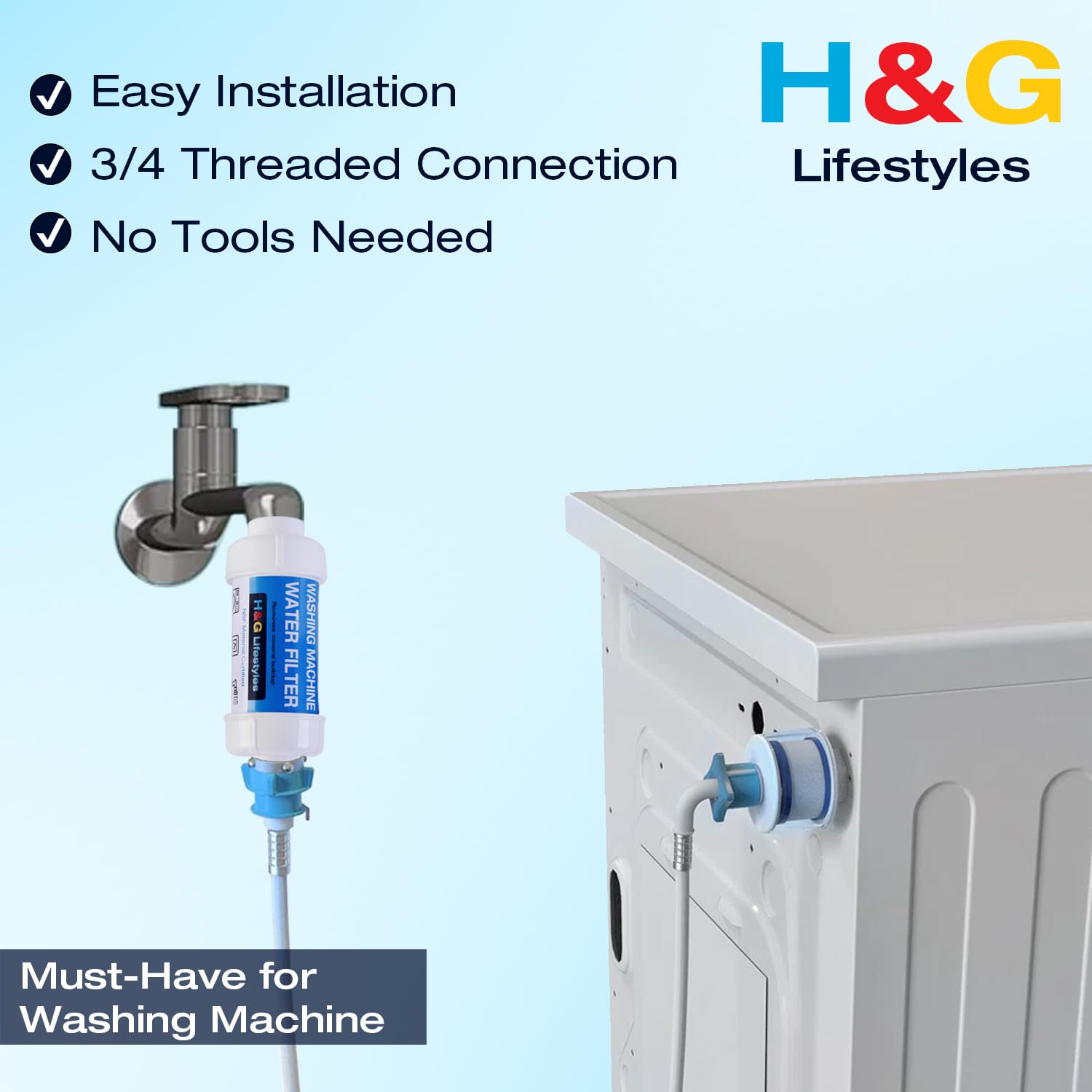 H G Lifestyles anti scale filter for washer inlet helps prevent buildup