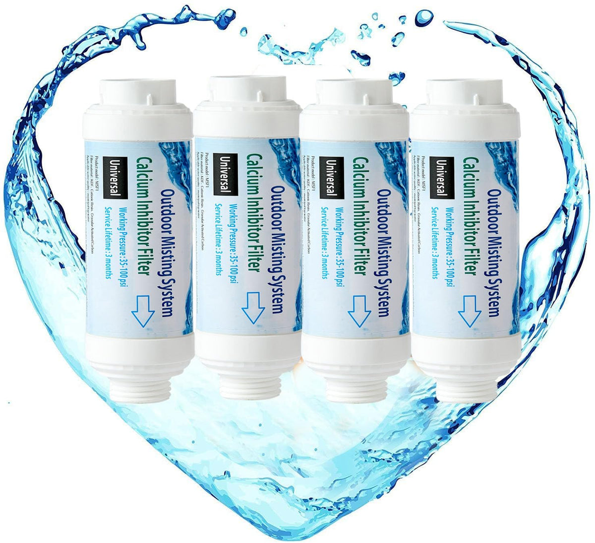 H&G Lifestyles calcium inhibitor filter for misting system protects nozzles from scale buildup.
