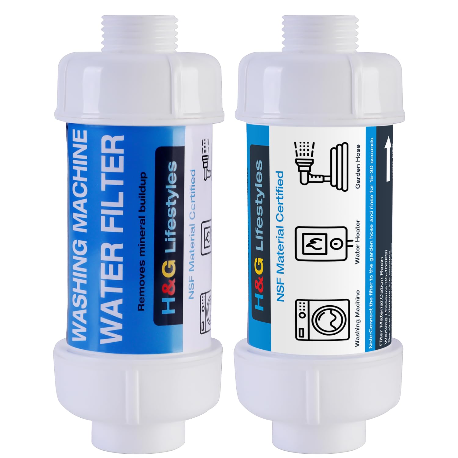 H G Lifestyles inline water filter for washing machine inlet reduces mineral scale