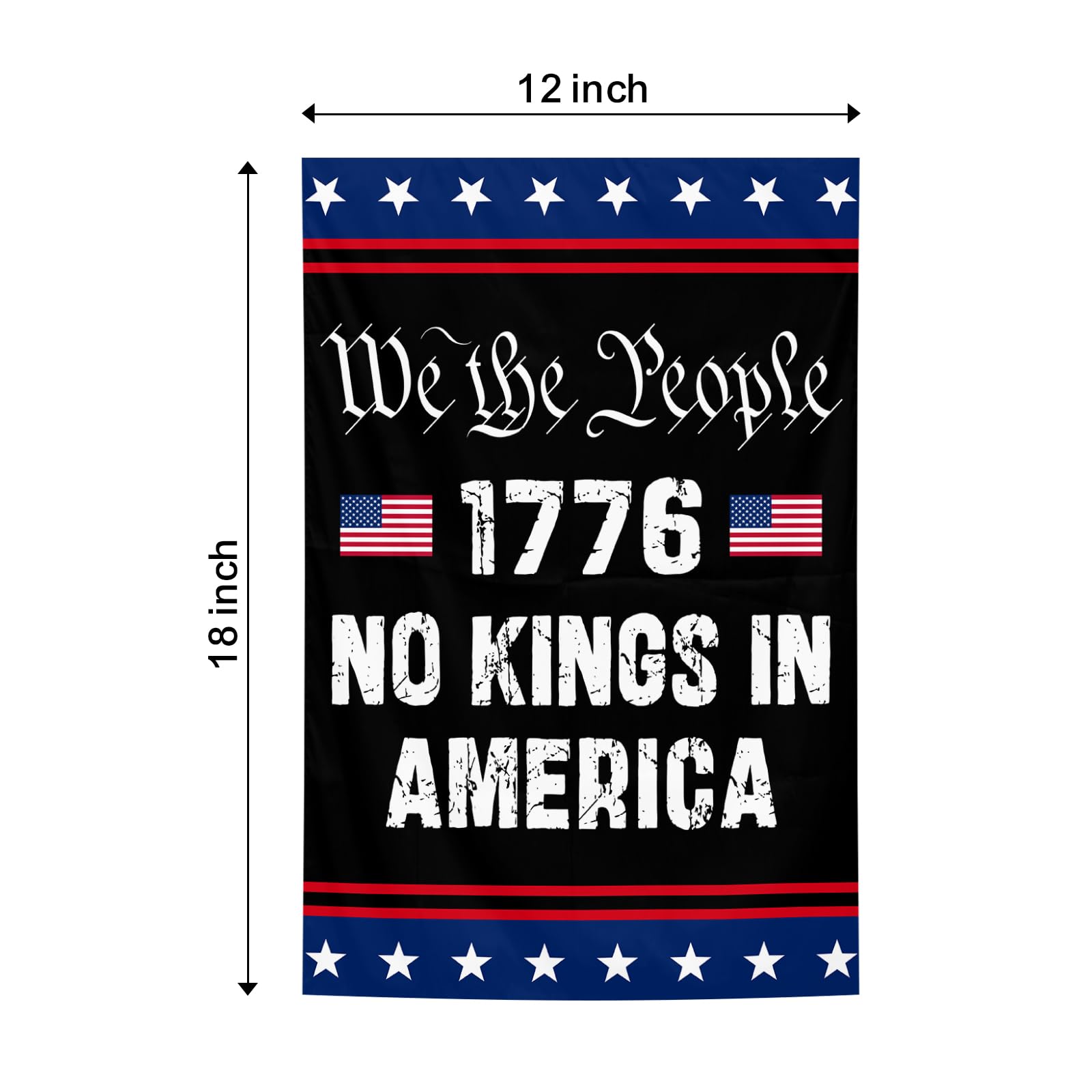 HGCO We The People 1776 flag back view with identical design for both sides.
