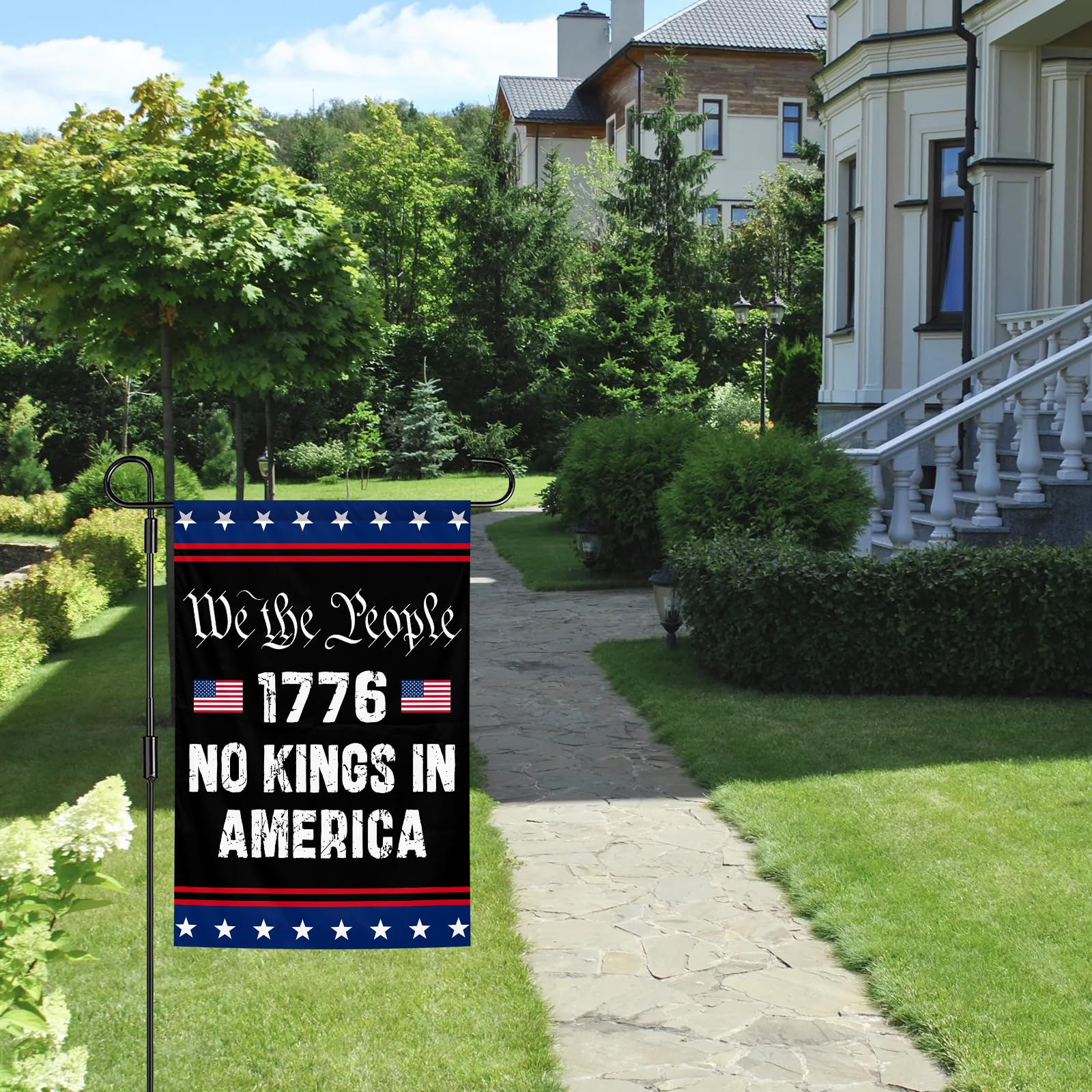 HGCO We The People 1776 flag measures 12x18 inches for versatile yard display.