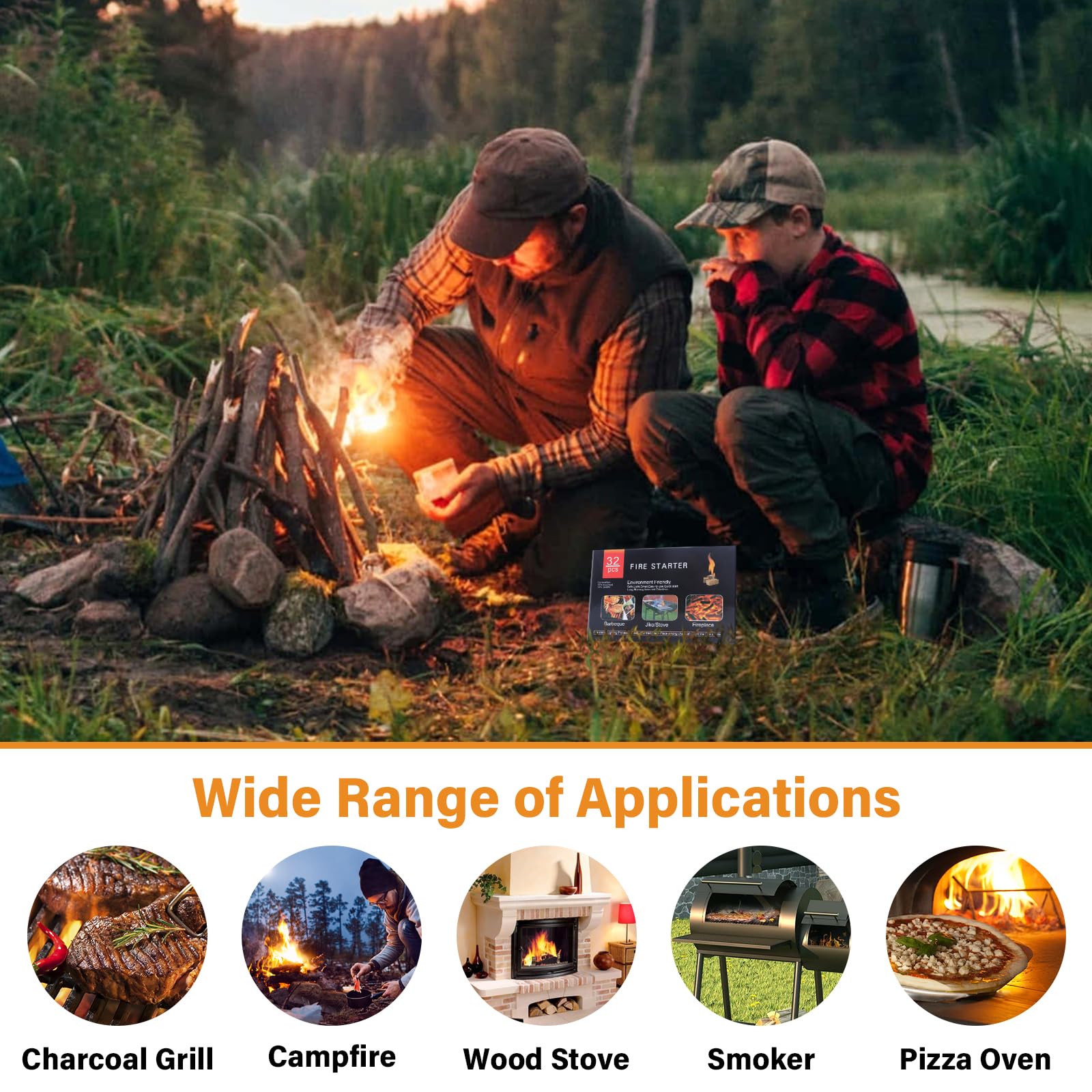 HGD Fire Starter burning in damp conditions for reliable heat.
