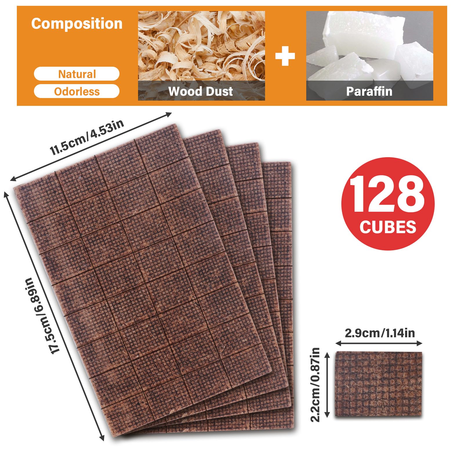 HGD Fire Starter 128 Mini Square near charcoal for quick grilling.