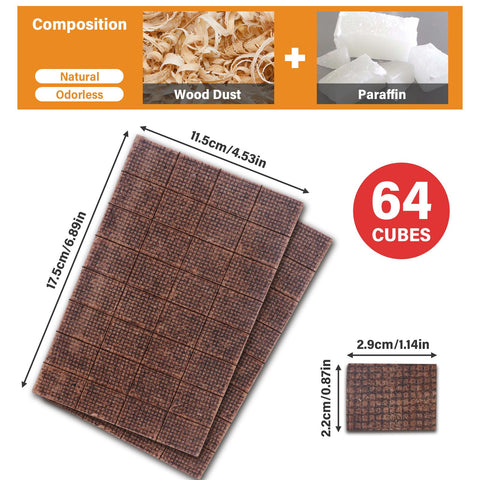 HGD Fire Starter 64 Mini Square natural wood shavings and wax provide clean ignition.