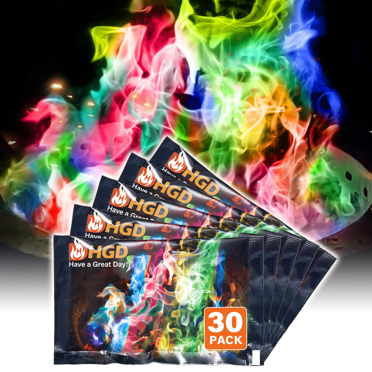 HGD Magic Campfire Flame Packets reveal colorful flames for enchanting outdoor gatherings.