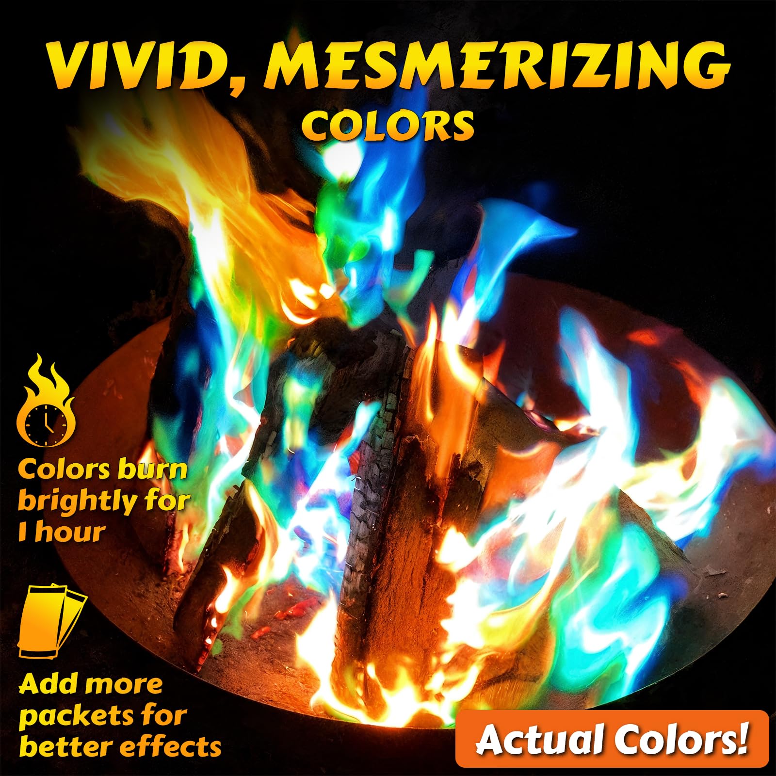 HGD Magic Campfire packet tossed creates instant color bursts in any fire.
