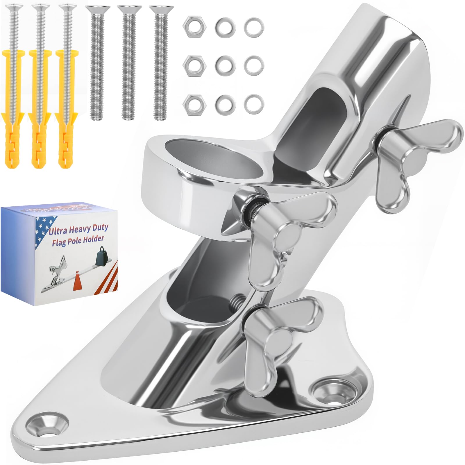 HPGOED mirror-polished flag pole holder for premium outdoor displays