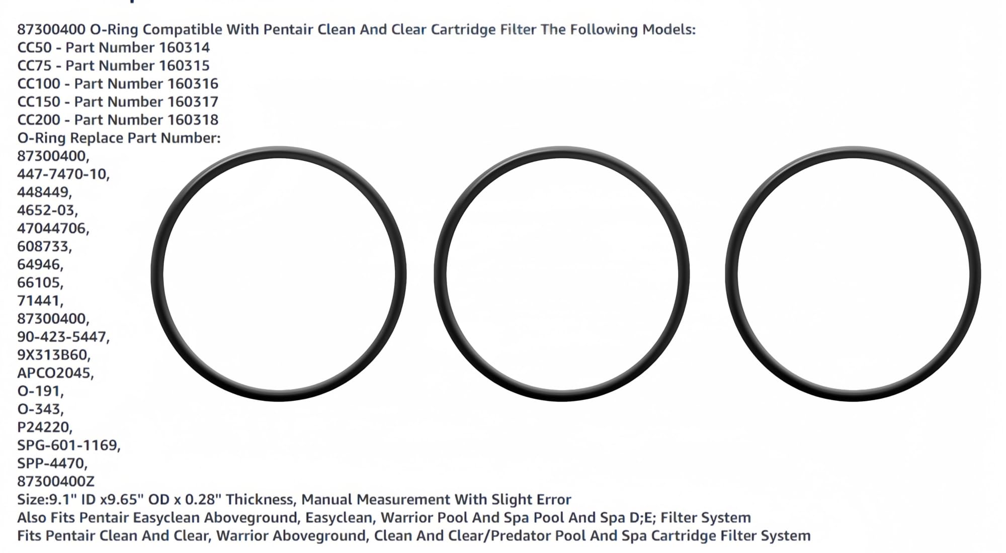 HHLZDHH three-pack o-ring set for CC model maintenance