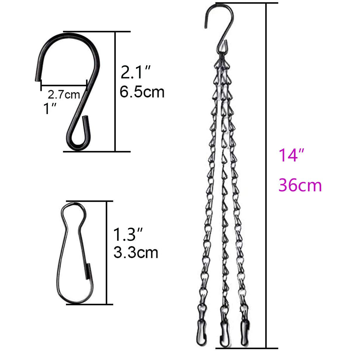 HHTHH 14-inch chain with hooks for bird feeders, enabling easy positioning and viewing.