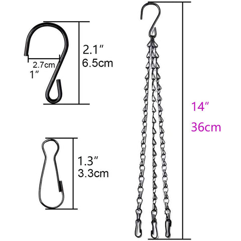 HHTHH 14-inch chain with hooks for bird feeders, enabling easy positioning and viewing.