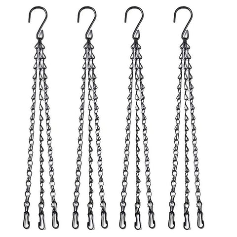 HHTHH 24-inch black hanging chain with hooks for planters and bird feeders, durable outdoor use.