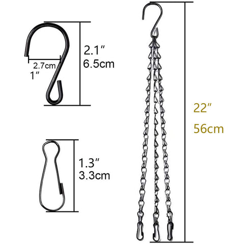 Close-up of S-shaped hook and clips for easy height adjustment on the HHTHH chain.