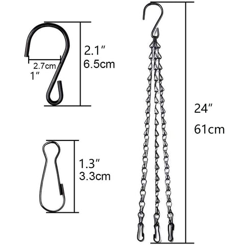 Close-up of HHTHH weather-resistant coating on a black hanging chain for rust resistance.
