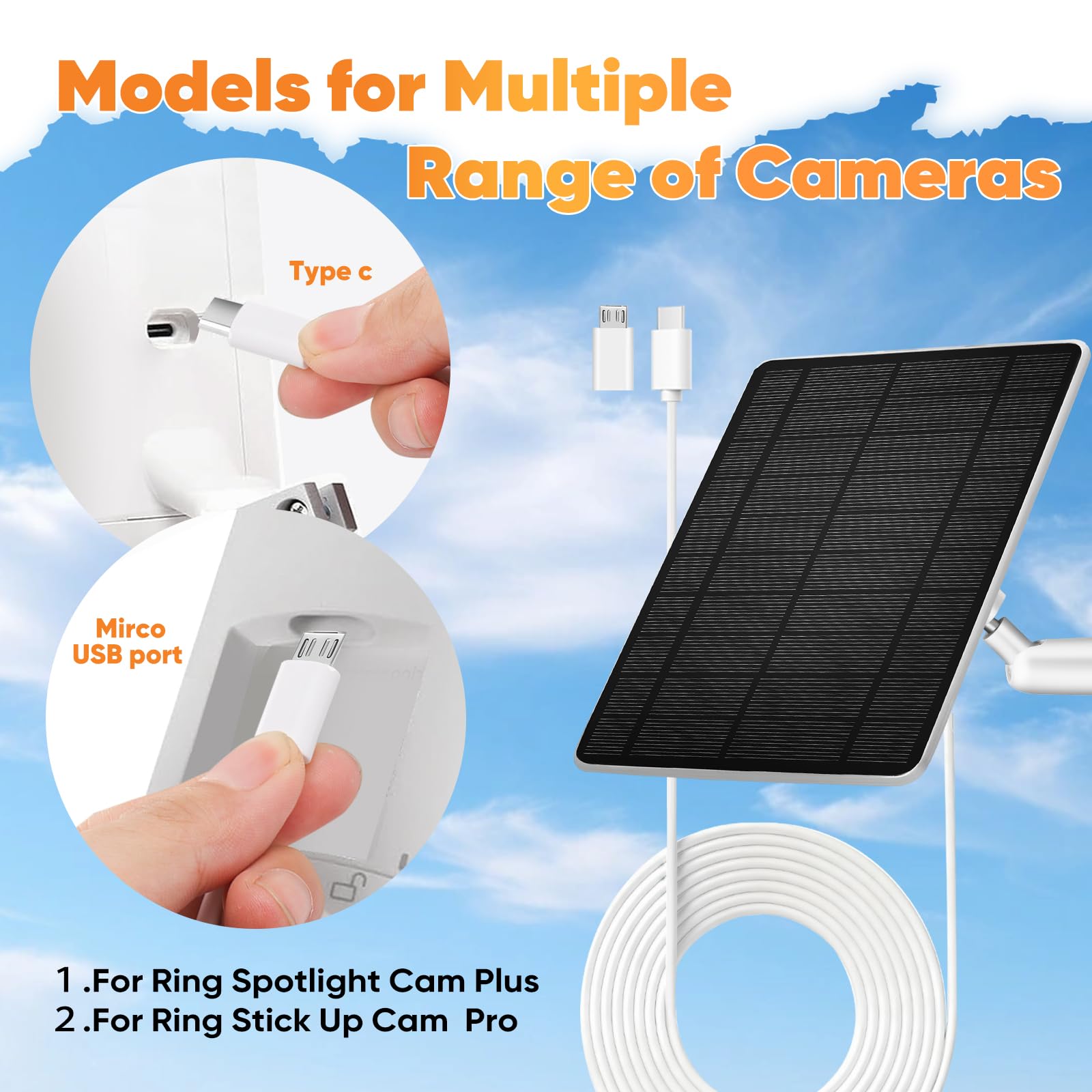 Hhuiyu 9.8 ft cable reaches sunlight for optimal placement