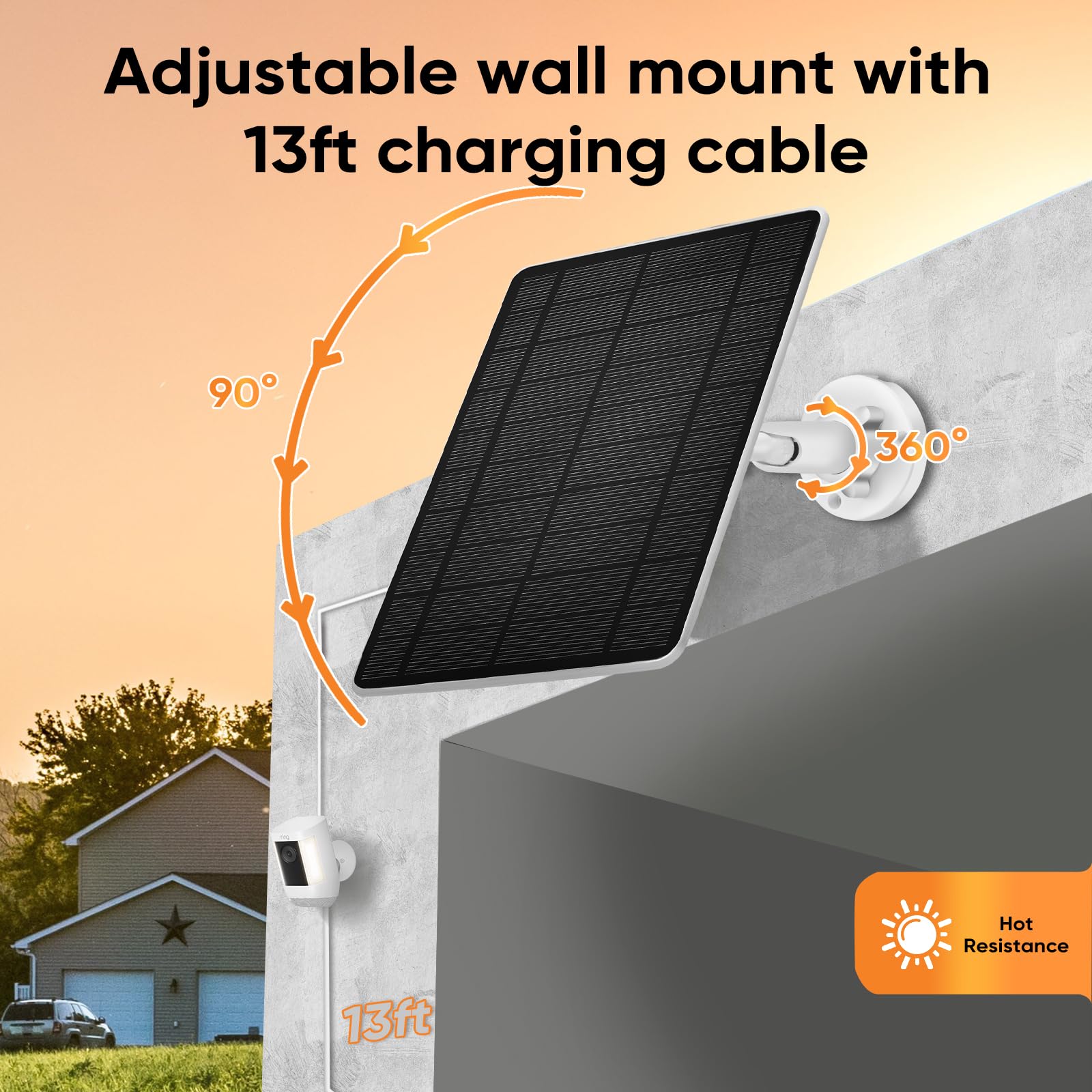 Hhuiyu solar panel connects to camera battery via Type-C or USB