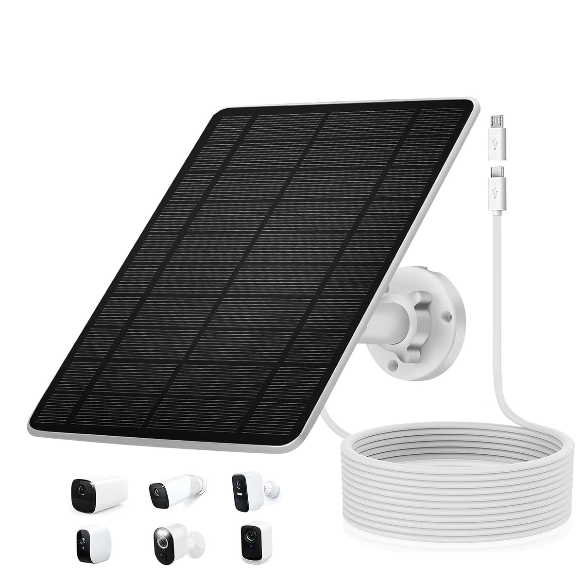 Hhuiyu 5W solar panel front view for reliable outdoor camera charging