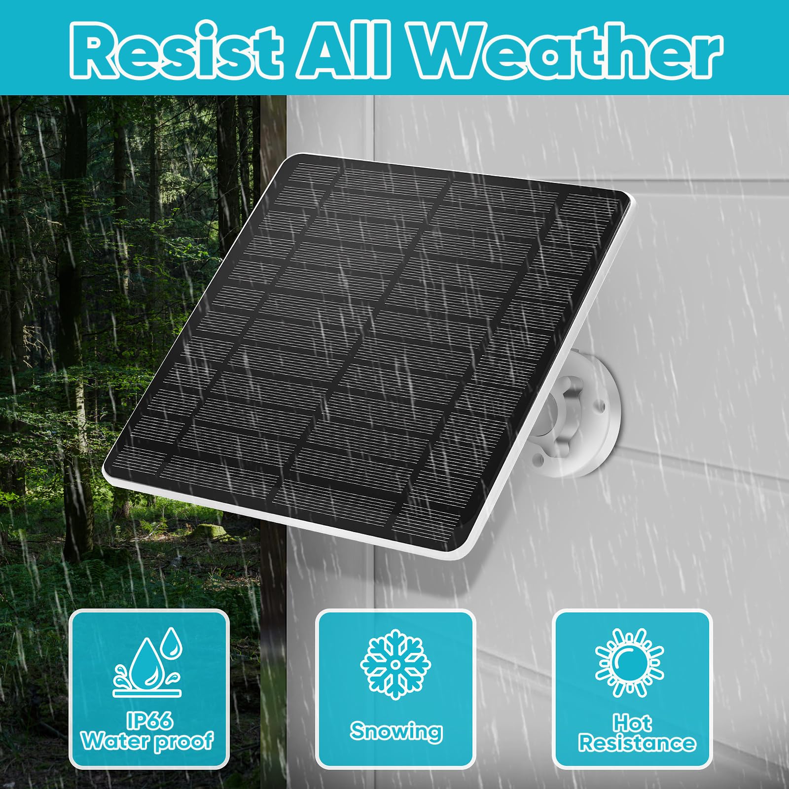 Hhuiyu IP66 waterproof solar panel withstands weather for year-round doorbell charging