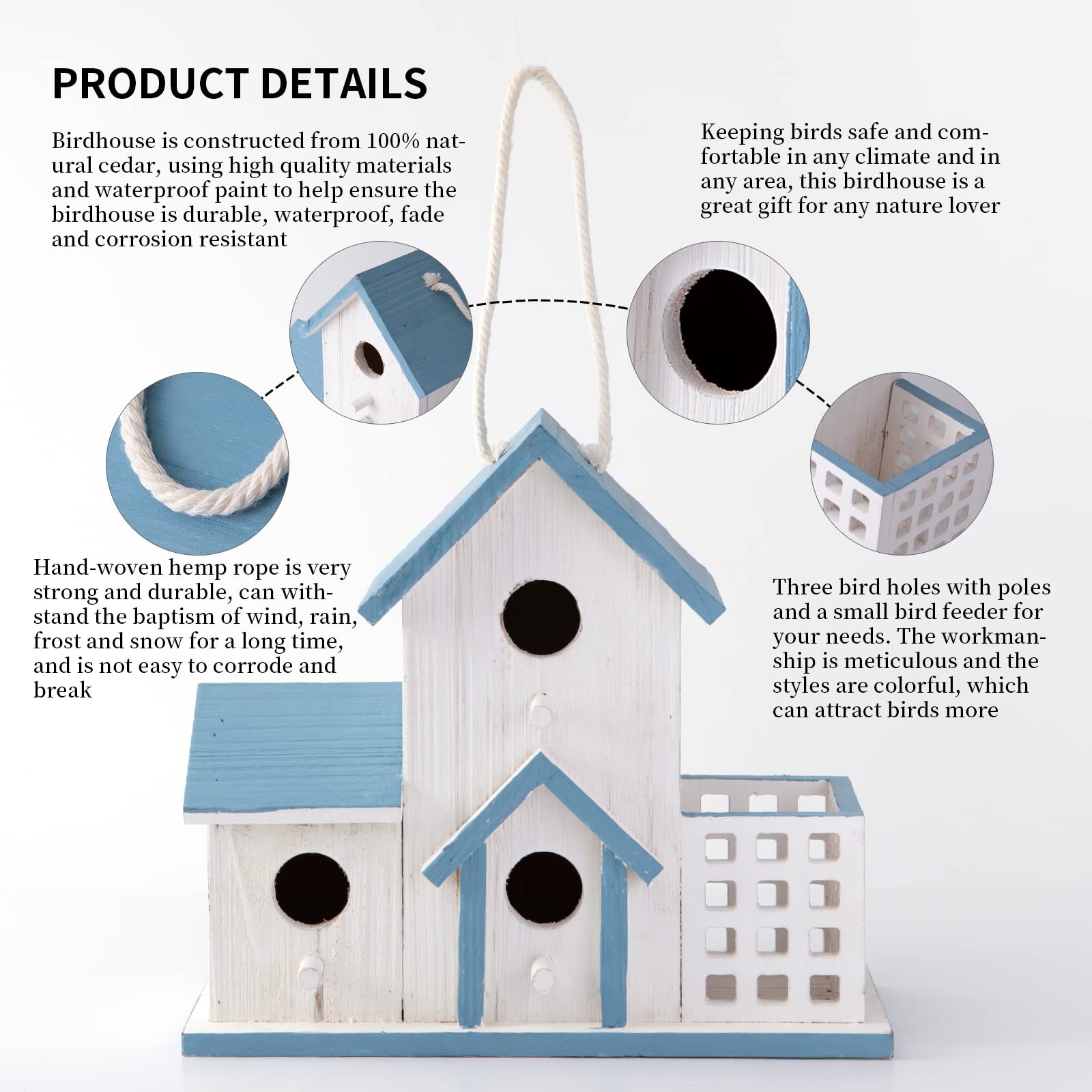 Natural cedar wood finish on HHWODB bluebird birdhouse.