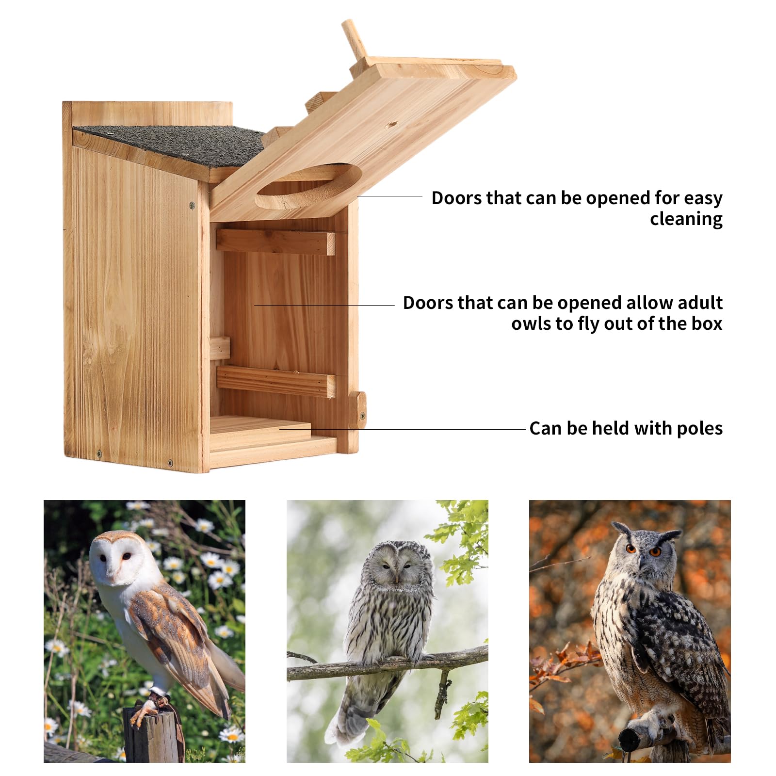 HHWODB Outdoor birdhouse with cleaning valve for easy maintenance.
