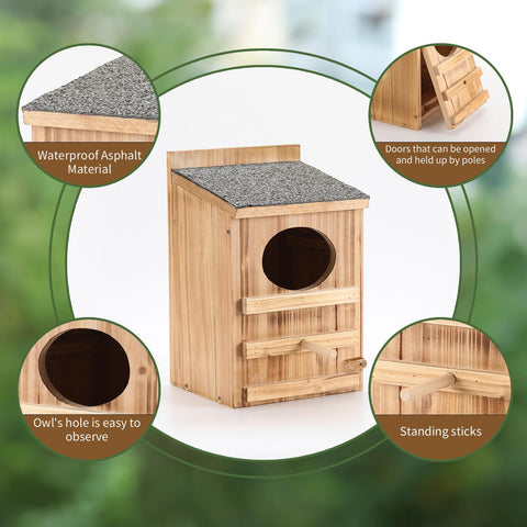 HHWODB Owl Nest Box with weatherproof cedar construction.