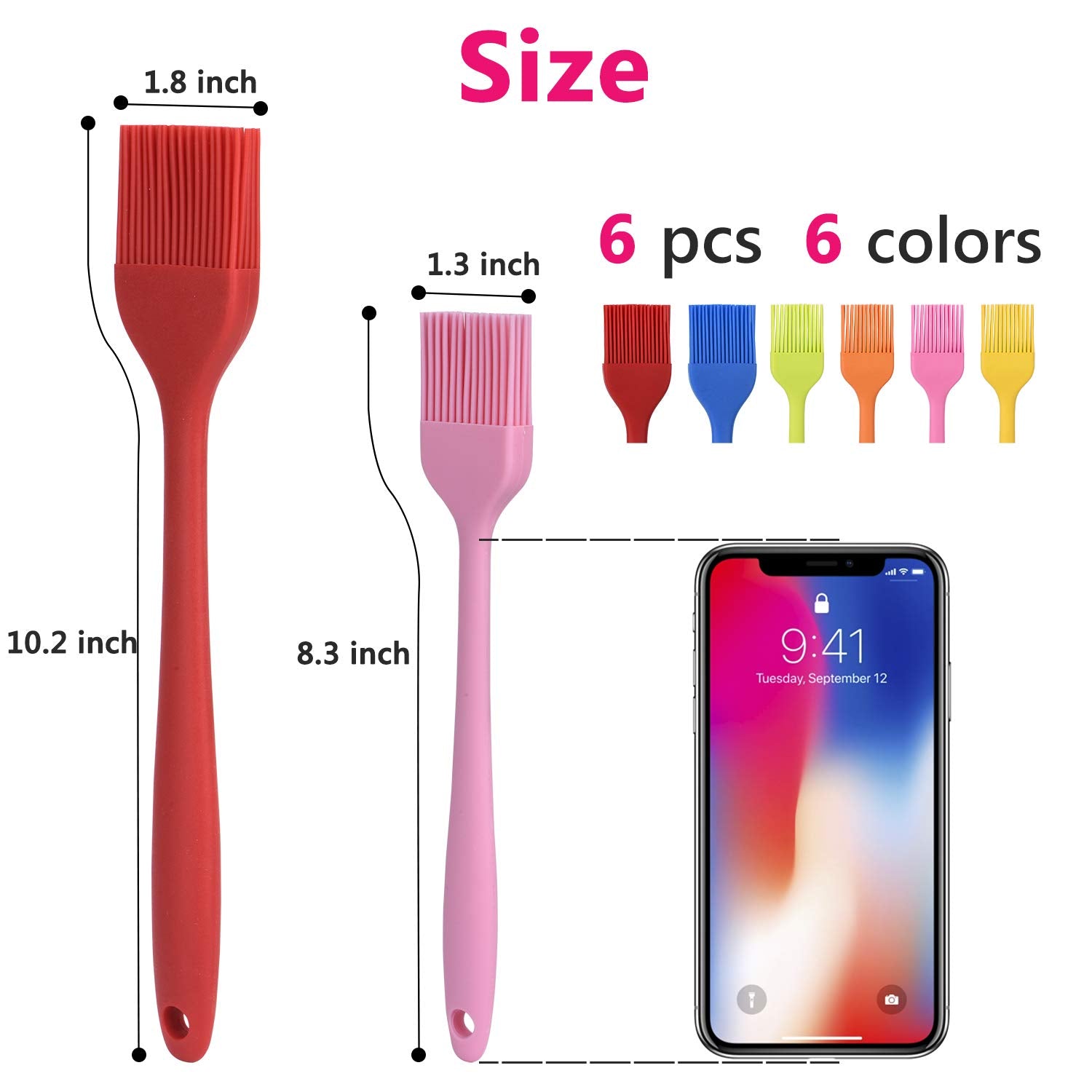 hhyn large silicone basting brush close-up showing sturdy steel core