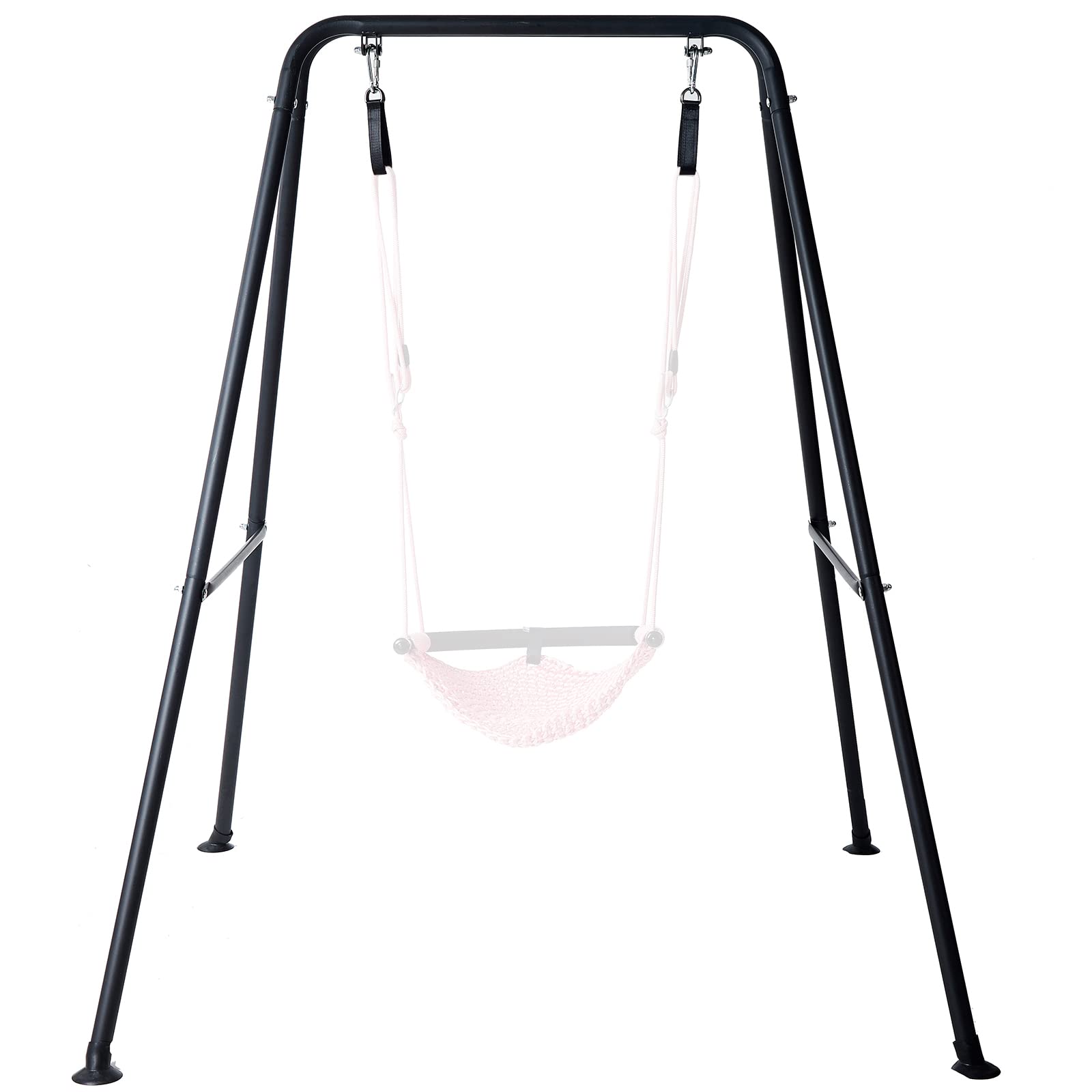 Hi-Na metal frame swing stand front view showing sturdy construction for outdoor use