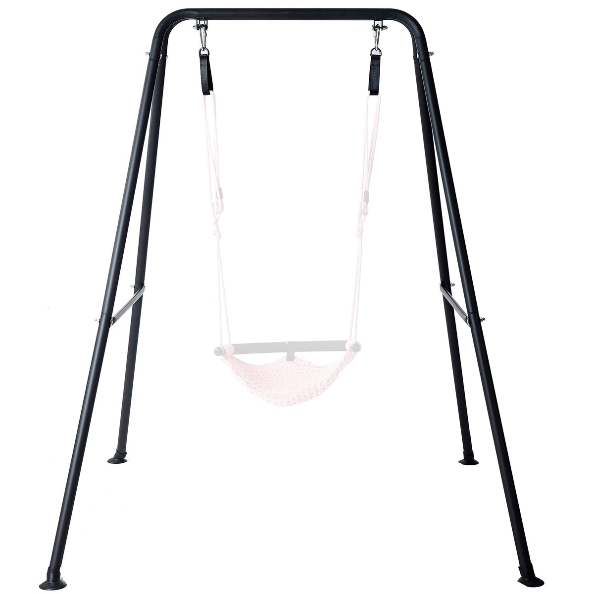Hi-Na metal frame swing stand front view showing sturdy construction for outdoor use