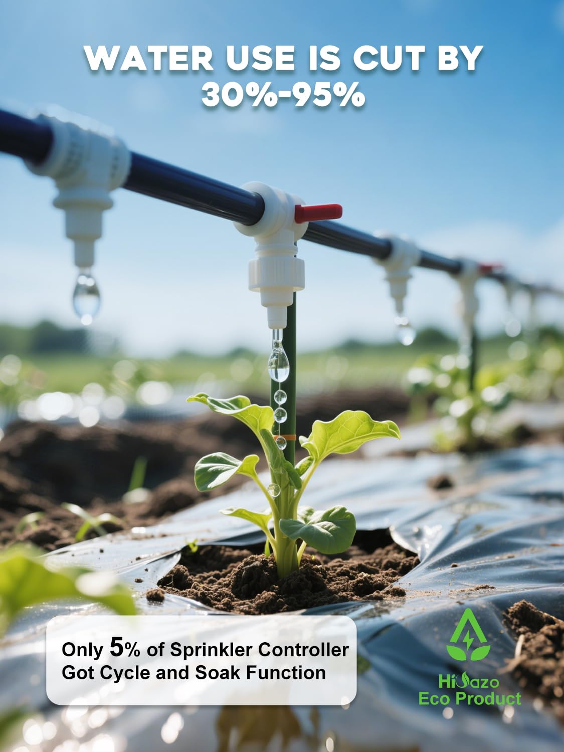 HiOazo supports 16 watering plans across 6 zones for tailored irrigation.