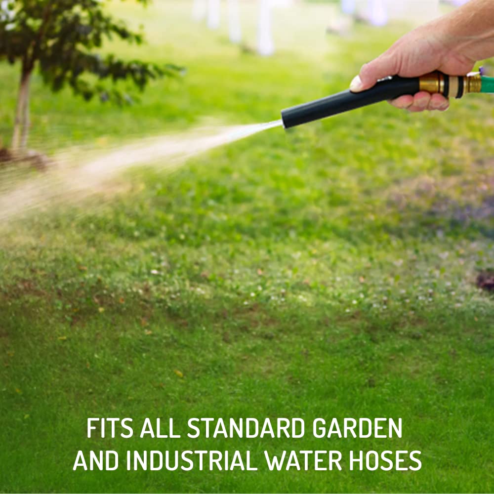 Hi-Tech nozzle shown performing multiple tasks with flexible spray options.