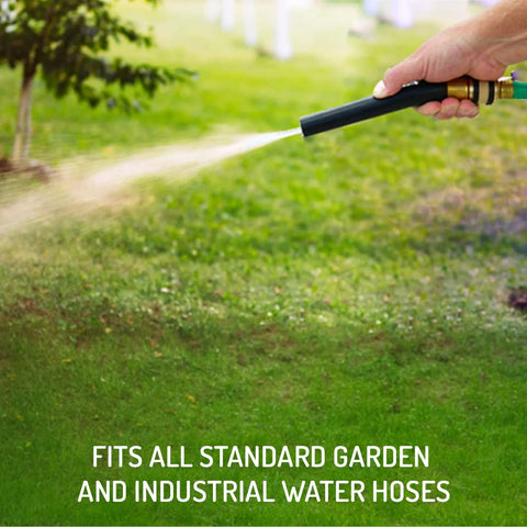 Hi-Tech nozzle shown performing multiple tasks with flexible spray options.