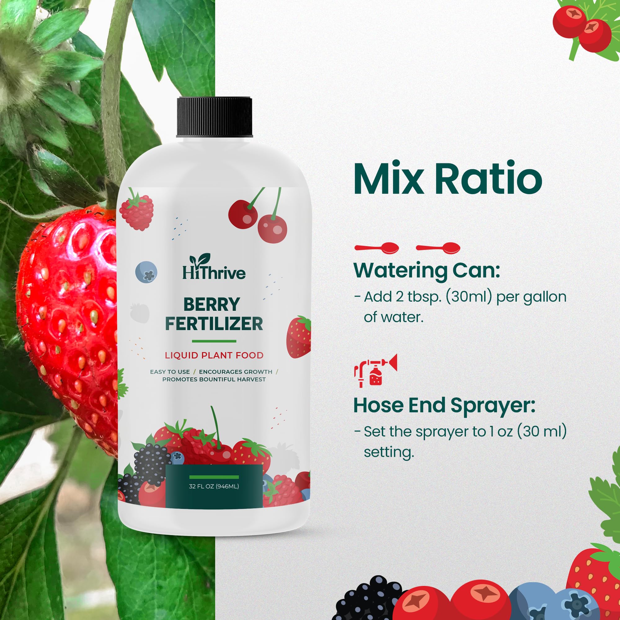 HiThrive Berry Fertilizer brand label close-up for product recognition