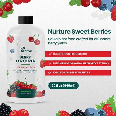 HiThrive Berry Fertilizer dilution process showing mixing for garden use